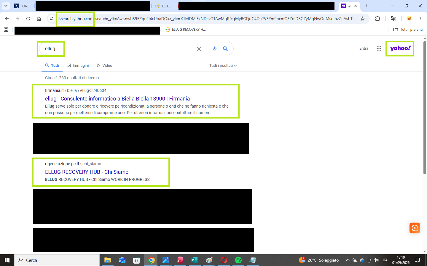 Indicizzazione su Yahoo - ELLUG